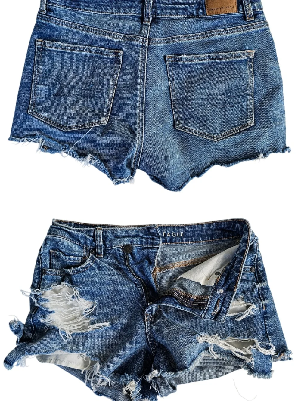 American Eagle Denim Shorts Lot Size 4 Distressed Mom Baggy